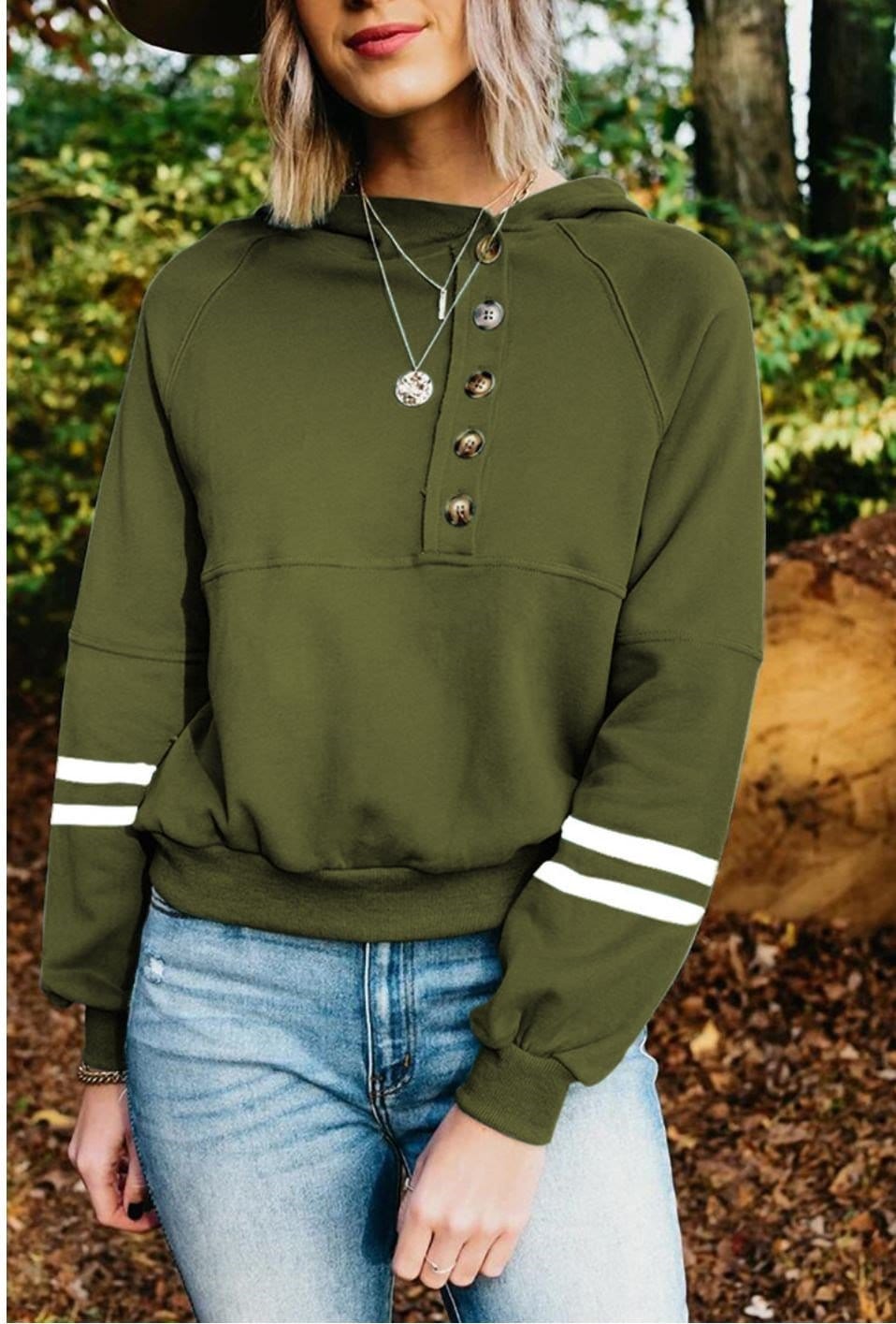 Button Front Detail Hoodie