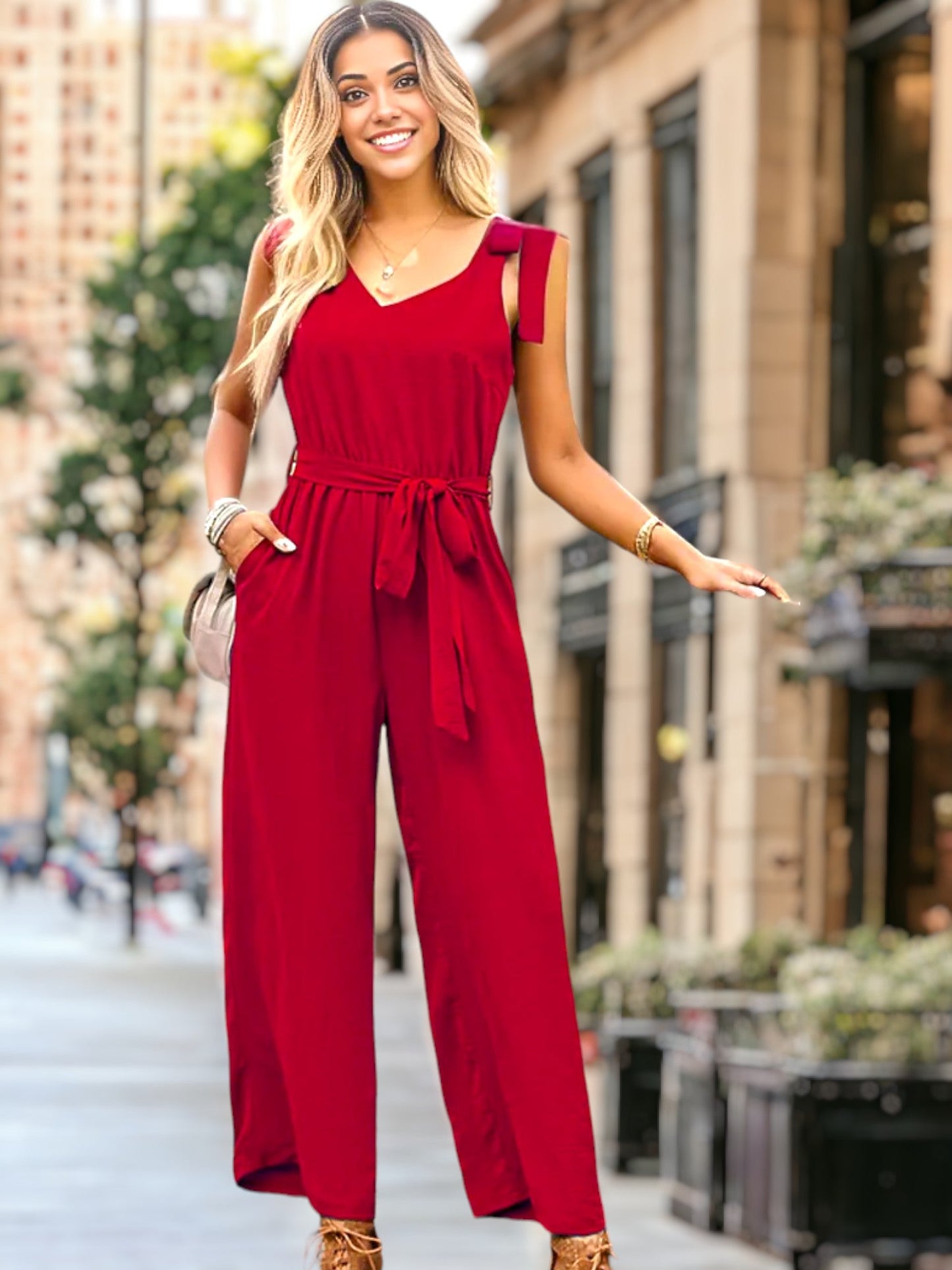 Tie Shoulder Classic Jumpsuit