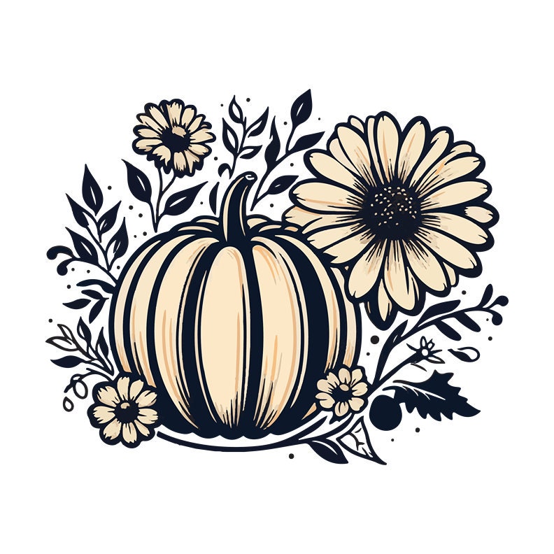 Retro Pumpkin & Sunflowers Bohemian T-Shirt - Vintage Style, Soft Tan Palette, Oversized Shirts, Retro Fall Top, Fall Shirt, Pumpkin Patch