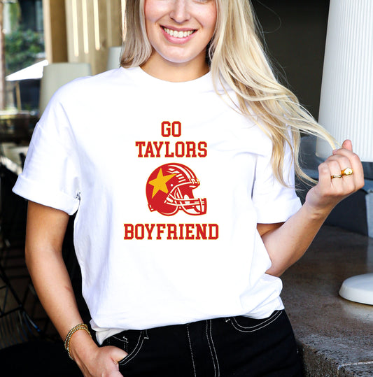 Go Taylor Swift Boyfriend Girl Game Day KC Chiefs T-Shirt - Helmet, Star Logo, Cheerleader Vibes, Swiftie, Game Day, Football Tee