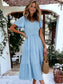 V-Neck Smocked Chest Gathered Ruffle Midi Clip Dot Dress