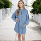 Anna-Kaci Women's Long Sleeve Denim Shirt Dress with Front Button Closure and Patch Pockets