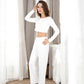 Anna-Kaci Women's Cropped Long Sleeve Lounge Set with High Waist Pants