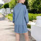 Anna-Kaci Women's Long Sleeve Denim Shirt Dress with Front Button Closure and Patch Pockets