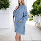 Anna-Kaci Women's Long Sleeve Denim Shirt Dress with Front Button Closure and Patch Pockets