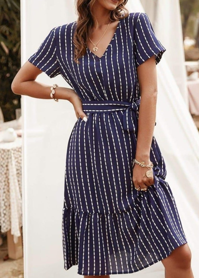 Striped It's-a-Wrap Dress