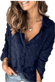 Clip Dot Button Up Collared Top