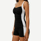 2-Piece Set Color Block Tankini Top with Boyshort Bottom Swim Set