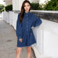 Anna-Kaci Women's Long Sleeve Denim Shirt Dress with Front Button Closure and Patch Pockets