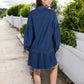 Anna-Kaci Women's Long Sleeve Denim Shirt Dress with Front Button Closure and Patch Pockets