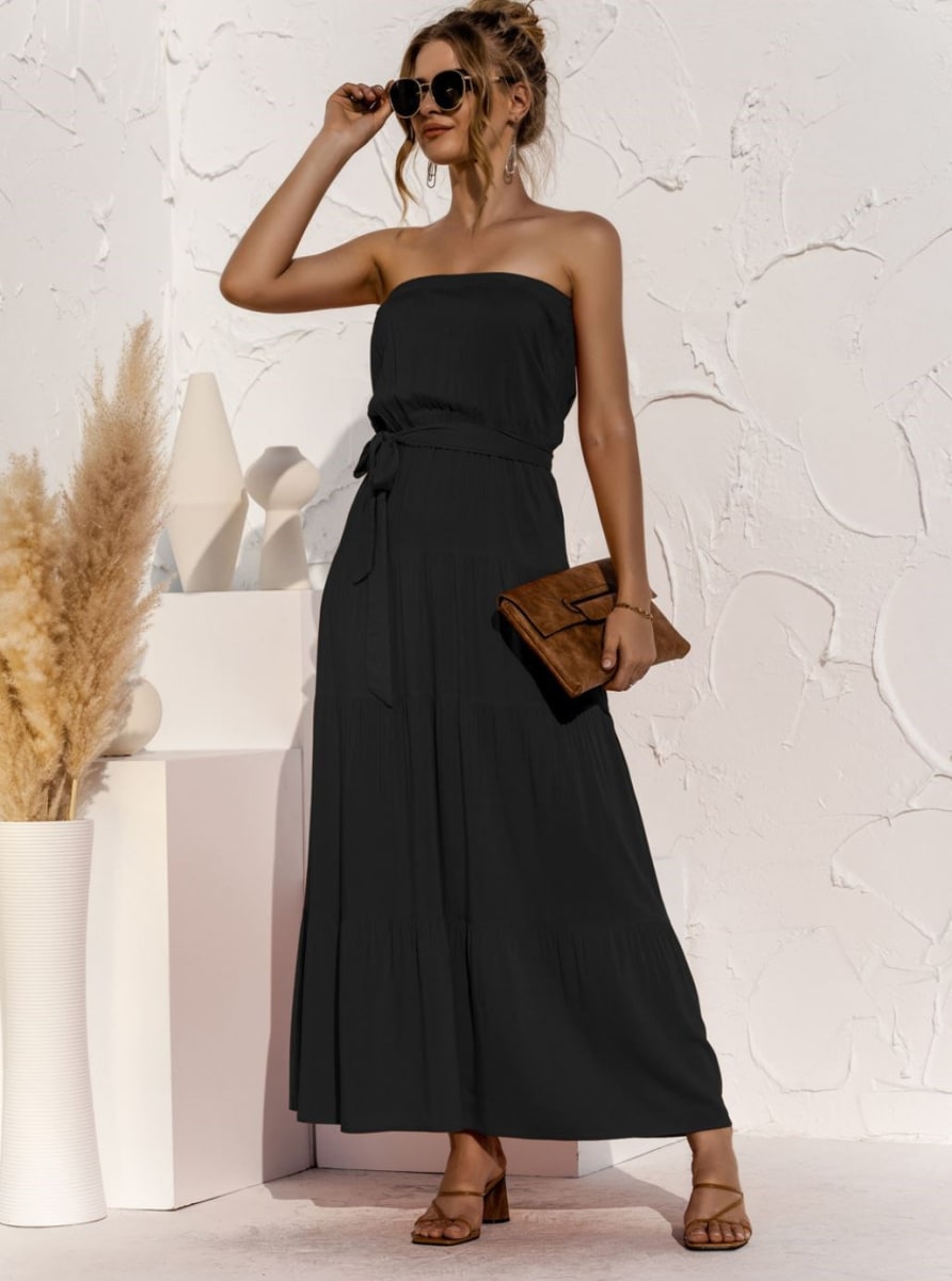 Strapless Spring Tie Maxi Dress