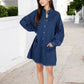 Anna-Kaci Women's Long Sleeve Denim Shirt Dress with Front Button Closure and Patch Pockets