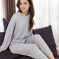 Anna-Kaci Women's Waffle Knit Hoodie Lounge Set with Front Pocket and Relaxed Fit Pants