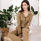 Anna-Kaci Women's Long Sleeve Button-Up Pajama Set with Piped Trim Details and Relaxed Fit