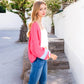 Anna-Kaci Women's Open Knit Cardigan with Bold Stripes and Balloon Sleeves