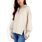 Anna-Kaci Women's Long Sleeve Pullover with Button Neck and Raw Hem Detail