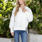 Anna-Kaci Women's Long Sleeve Pullover with Button Neck and Raw Hem Detail