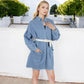 Anna-Kaci Women's Long Sleeve Denim Shirt Dress with Front Button Closure and Patch Pockets