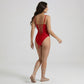 One Piece Swimsuit Adjustable Spaghetti Straps Corset Back Lace Up Tummy Control Shaping Fit
