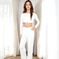 Anna-Kaci Women's Cropped Long Sleeve Lounge Set with High Waist Pants