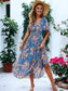 Floral Printed Short Sleeve Maxi Smocked Dress