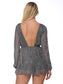 Plunge Metallic Long Sleeve Romper