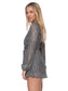 Plunge Metallic Long Sleeve Romper