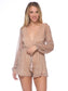 Plunge Metallic Long Sleeve Romper