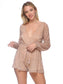 Plunge Metallic Long Sleeve Romper