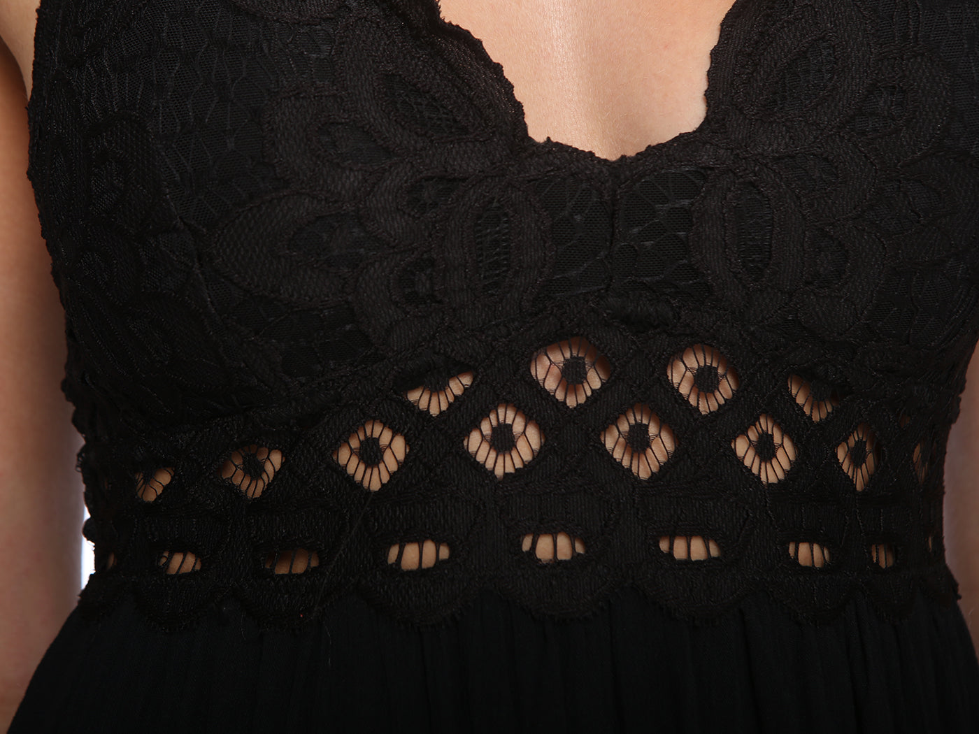 Scallop Lace Asymmetrical Ruffle Dress