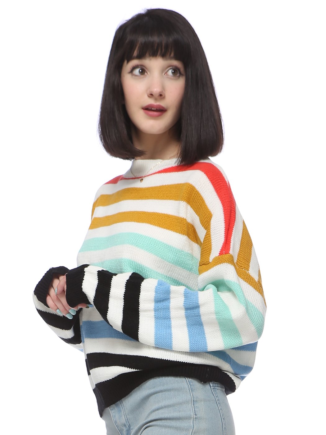 Rainbow Stripe Sweater Top