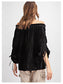 Velvet Ruched Tie-Up Quarter Sleeve Top