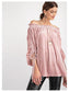 Velvet Ruched Tie-Up Quarter Sleeve Top