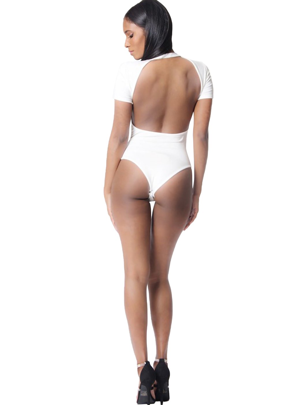 Round Neck Open Back Bodysuit