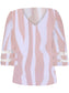 V-neck Trumpet Sleeve Striped Print Shirt