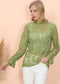 Layering Lace Puffed Sleeve Sheer Top
