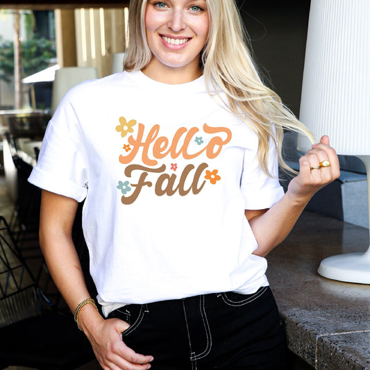 ?Autumn Embrace: ?Hello Fall? Themed Graphic Tee?