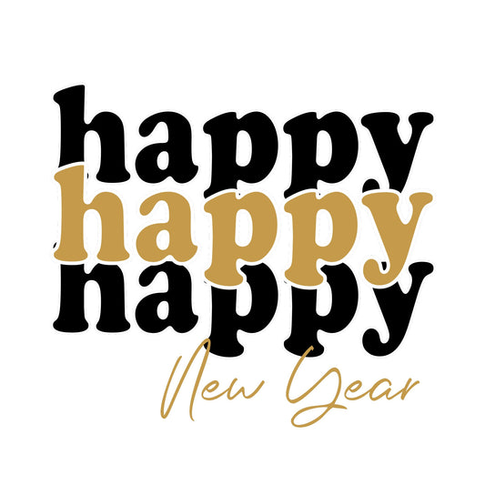 Joyful Beginnings: 'Happy Happy Happy New Year' Tee