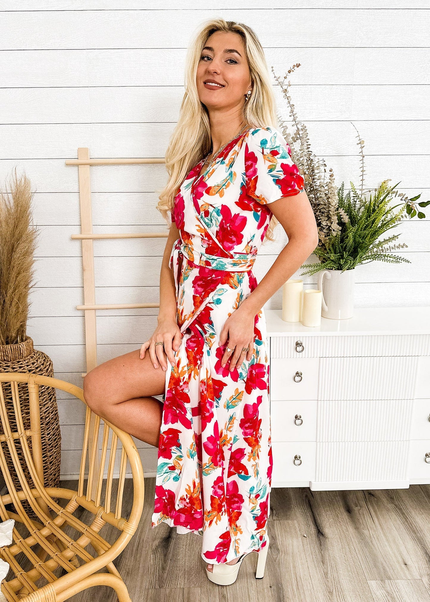 Lux Wrap Floral Print Dress