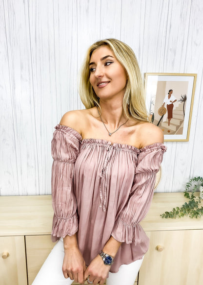 Semi Sheer Boho Peasant Off the Shoulder Top