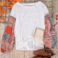 Paisley Printed Puffed Sleeve Pullover