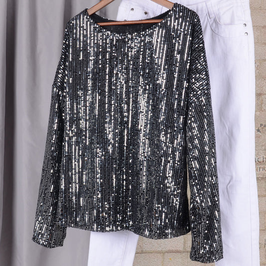 Sparkle Sequin Date Night Tunic Pullover