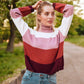 Striped Turtleneck Knit Pullover Sweater with Long Sleeves