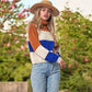 Striped Turtleneck Knit Pullover Sweater with Long Sleeves