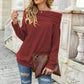 Off Shoulder Ribbed Knit Long Sleeve Pullover Top