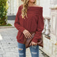 Off Shoulder Ribbed Knit Long Sleeve Pullover Top