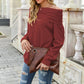 Off Shoulder Ribbed Knit Long Sleeve Pullover Top