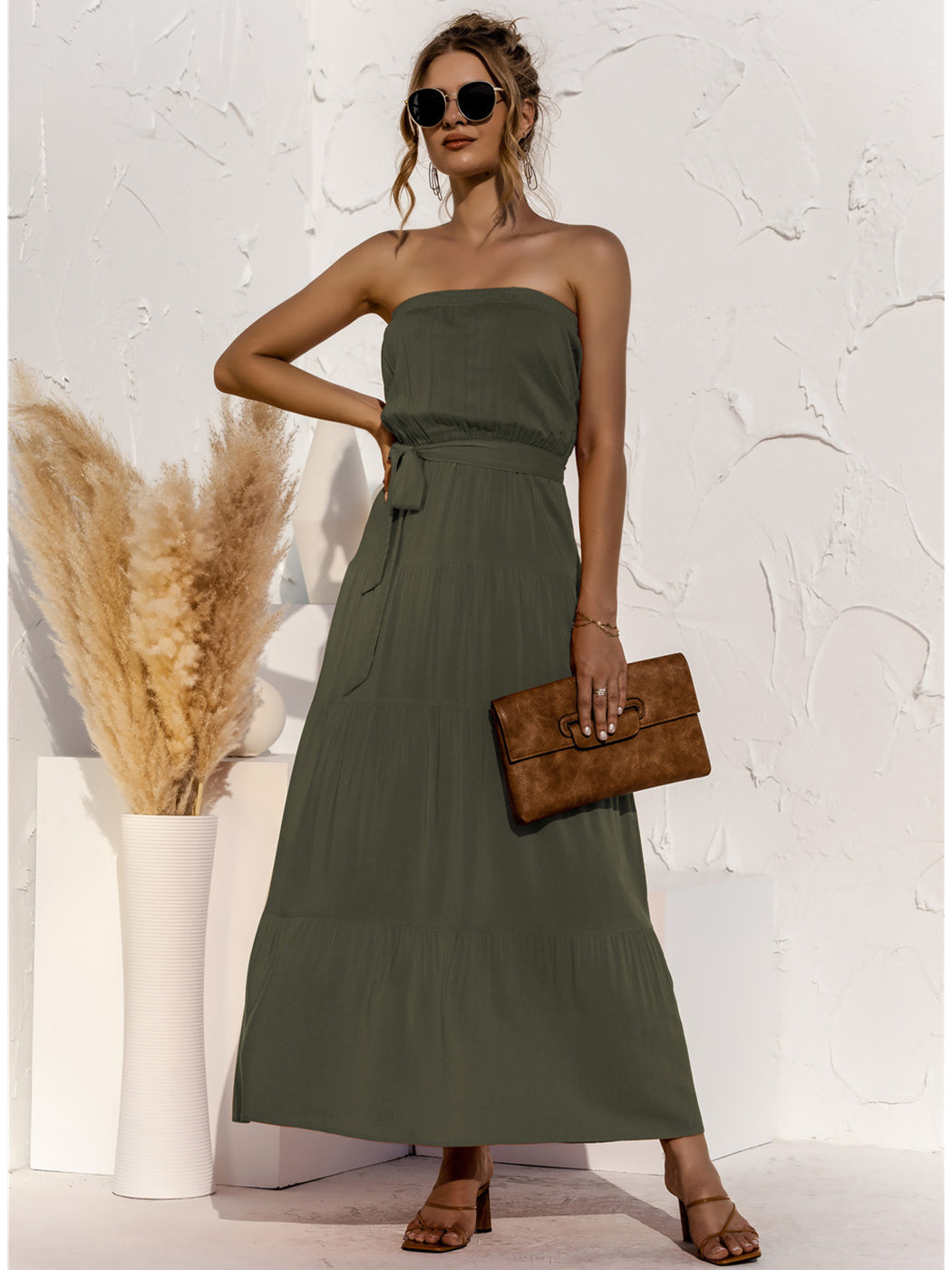 Strapless Spring Tie Maxi Dress