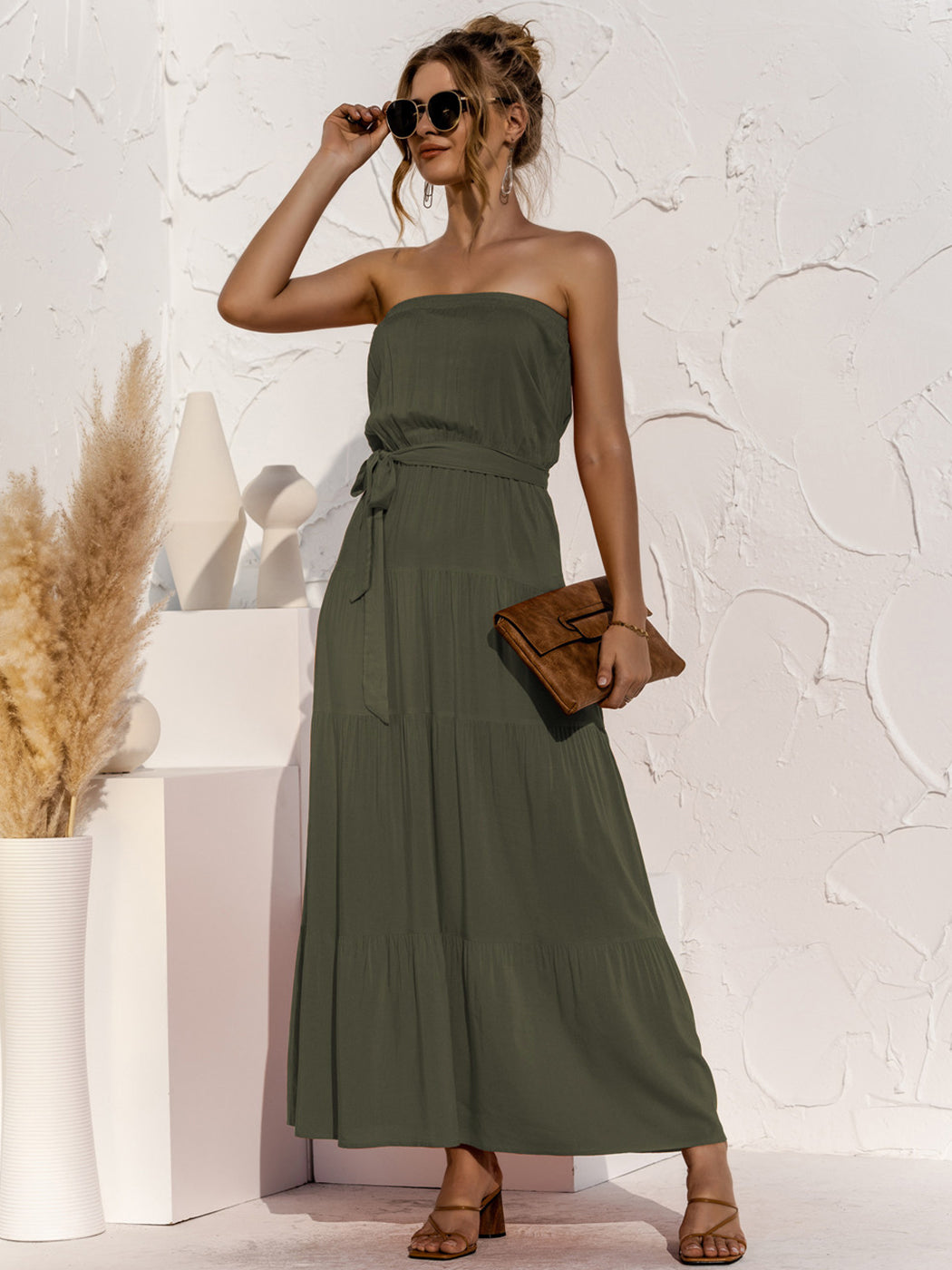 Strapless Spring Tie Maxi Dress