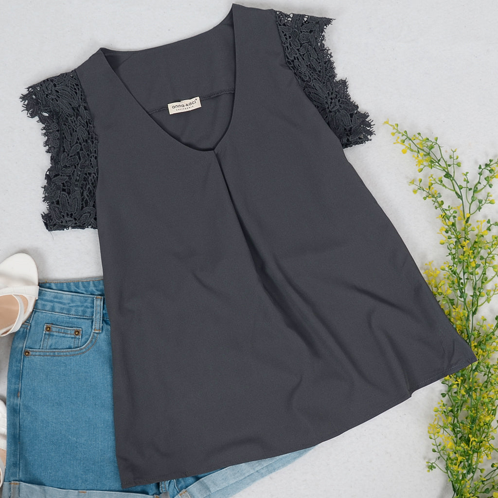 Lace Pleated Tank Blouse